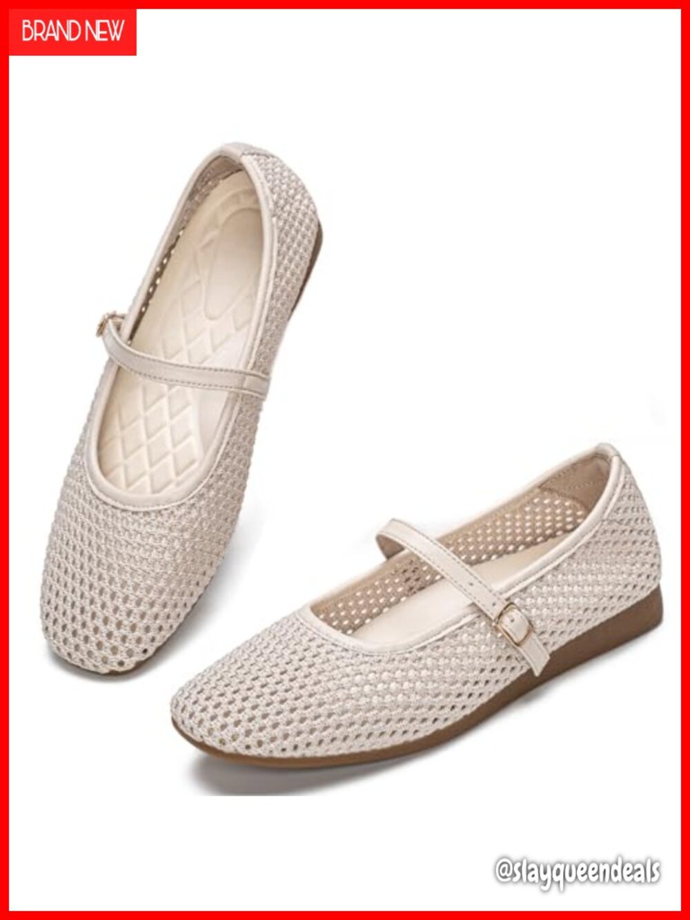 Women's Mary Jane Flats Breathable Mesh Square Toe Ballet Flats with Arch